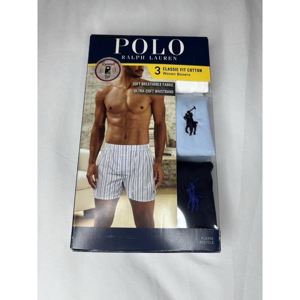 Polo Ralph Lauren NCWBP3 Classic Fit Woven‎ Boxer - 3 Pack Small NEW Sealed